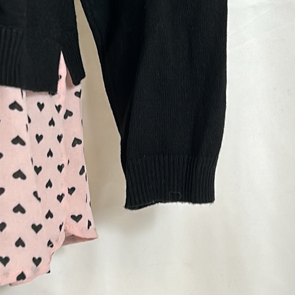 Adrianna Papell Women’s Size Medium Black Crew Neck Sweater Pink Under Shirt Top - Picture 4 of 8